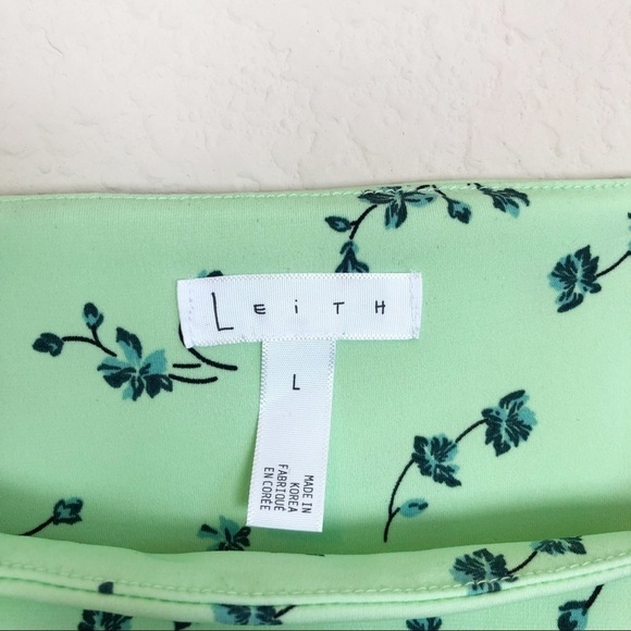 New Leith Women's Cropped Top Size L Sleeveless Square Neck Floral Print Green - Picture 5 of 9